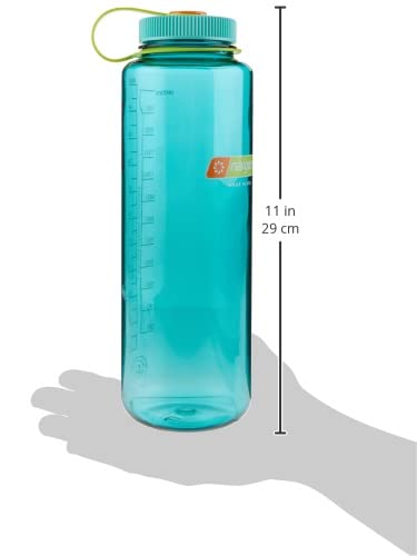 Nalgene Sustain Tritan BPA-Free Water Bottle Made with Material Derived from 50% Plastic Waste  48 OZ  Wide Mouth  Cerulean